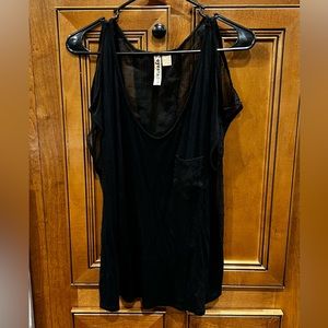 Eyeshadow Black Swiss Dot Sheer Back Cold Shoulder Shirt Size XL